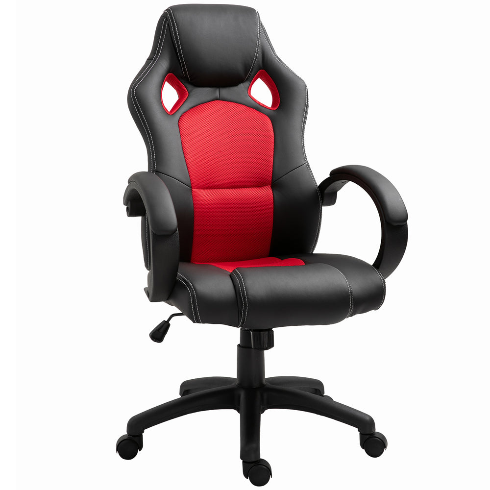 Gaming chair with swivel casters, red