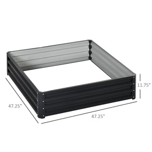 Raised planter in galvanized steel, grey