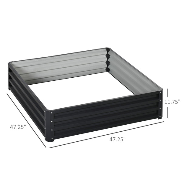Raised planter in galvanized steel, grey
