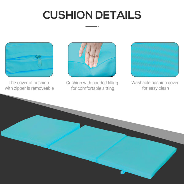 Rattan chaise longue with 5-position adjustable backrest, turquoise 