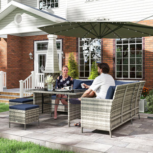 6-piece outdoor rattan sofa set, blue