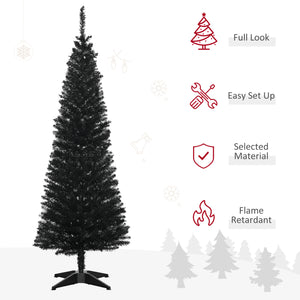 5ft Black Pencil Shaped Artificial Christmas Tree
