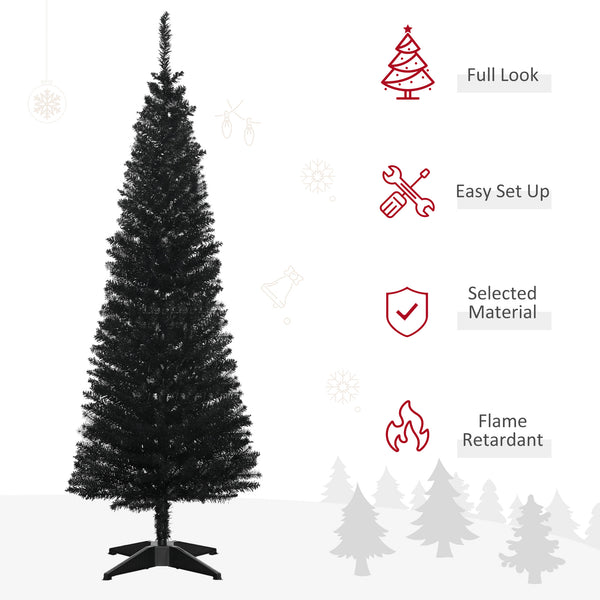 5ft Black Pencil Shaped Artificial Christmas Tree