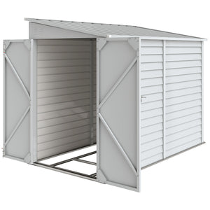 Lean-to steel garden shed with foundation kit, lockable doors and 2 vents, white