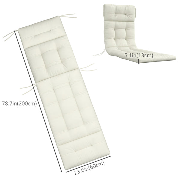 5" Thick Chaise Lounge Cushion with Backrest, Cotton Fill, Cream White