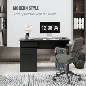 Computer desk with storage, drawers and cabinet, black