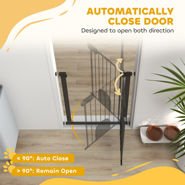 Extra-wide safety gate with small door, black