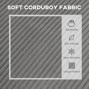 2 Seater Corduroy Sofa with USB Ports and Wooden Legs, Grey
