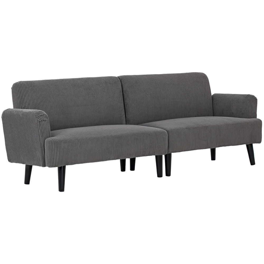 3-seater corduroy sofa with rubberwood legs and extra-wide seat, grey