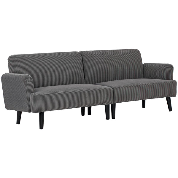 3-seater corduroy sofa with rubberwood legs and extra-wide seat, grey