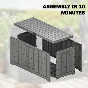227 Litre (60 Gallon) Lockable, Splashproof, UV Resistant Outdoor Resin Storage Box.