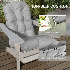 Set of 2 Adirondack Chair Cushions with Ties, Light Gray