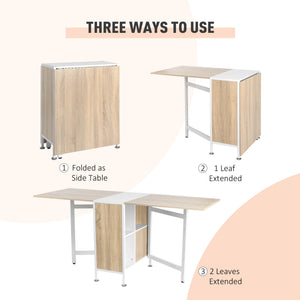 Multi-purpose folding dining table with retractable shelves