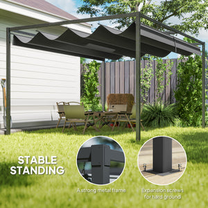 7 x 10 patio pergola with retractable canopy, black