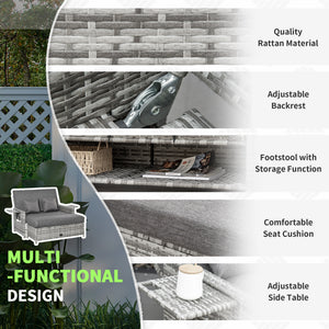 Garden set convertible into a bed, grey
