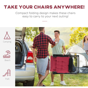 Set of 2 Zero Gravity Reclining Chairs with Cushion and Headrest, Wine Red