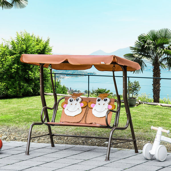 2-seater monkey-pattern children's swing