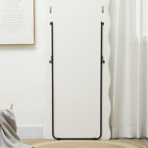 Full length standing mirror with frame and arched top, white