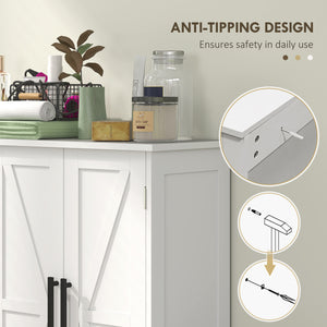 Country Style Bathroom Cabinet with Adjustable Shelf, White