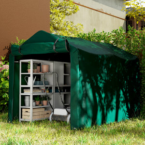 UV-resistant garden shed with roll-up zip door, dark green