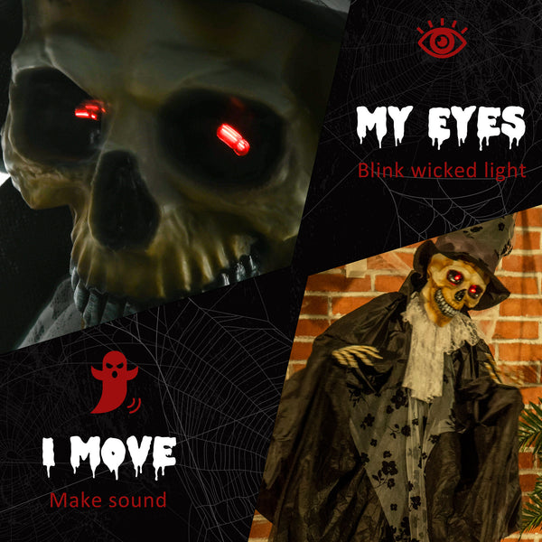 74" Animated Halloween Married Reaper with LED Eyes, Sounds, and Movements – Black