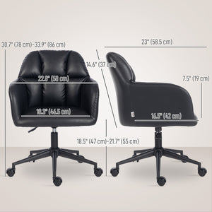 Adjustable height swivel office chair in faux leather, black