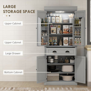 Storage unit with LED lighting and spice shelves, gray