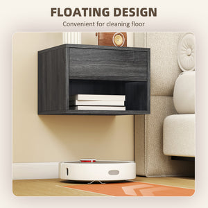 Set of 2 floating nightstands with drawer and open shelf – Gray