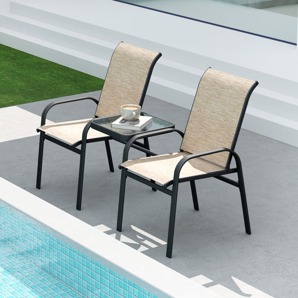 Bistro set with glass table