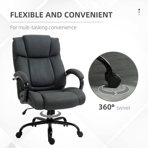 High-capacity office chair with wide seat, pocket springs, and rocking function – Charcoal grey