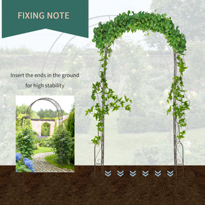 Metal garden arch with pergola for decorative climbing plants