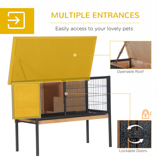 Hutch with tray and openable waterproof roof