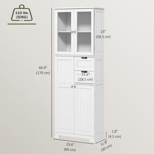 67-inch tall bathroom cabinet, white