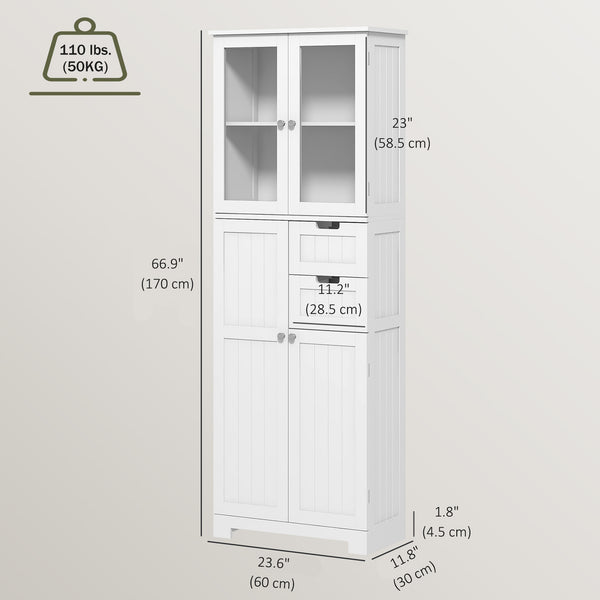 67-inch tall bathroom cabinet, white