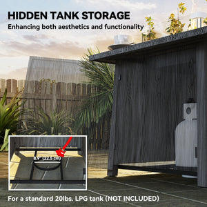 28" Square 40,000 BTU Propane Fire Pit Table with Waterproof Cover and Adjustable Footrests