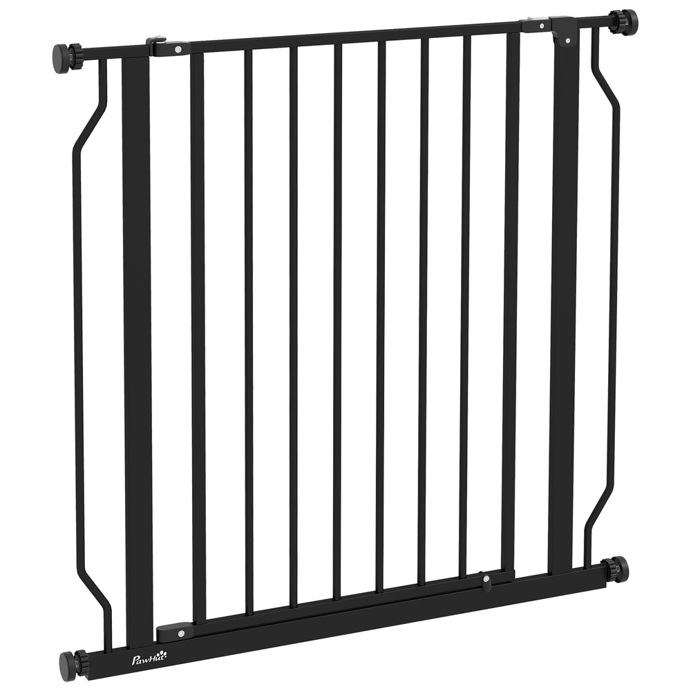 Pet barrier with door and double locking system, black