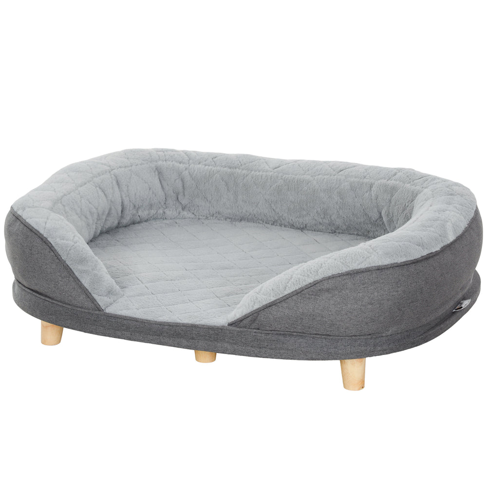 Dog bed for large dogs with removable cushion, washable cover and non-slip feet, grey