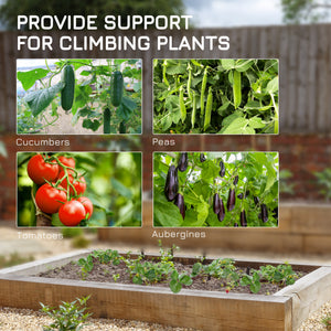 Metal trellis with netting for cucumbers and other climbing plants