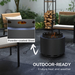 Smokeless wood-burning fireplace with poker, black