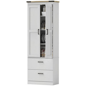 Storage unit with doors, drawers and adjustable shelves, cream white