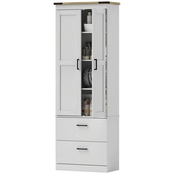 Storage unit with doors, drawers and adjustable shelves, cream white