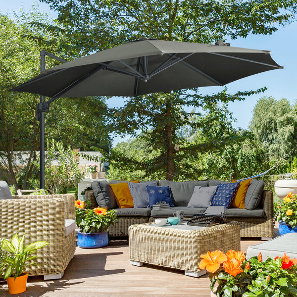 9.6-foot cantilever umbrella, grey