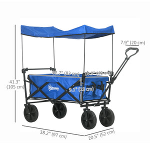 Folding garden cart with steel frame, dark blue