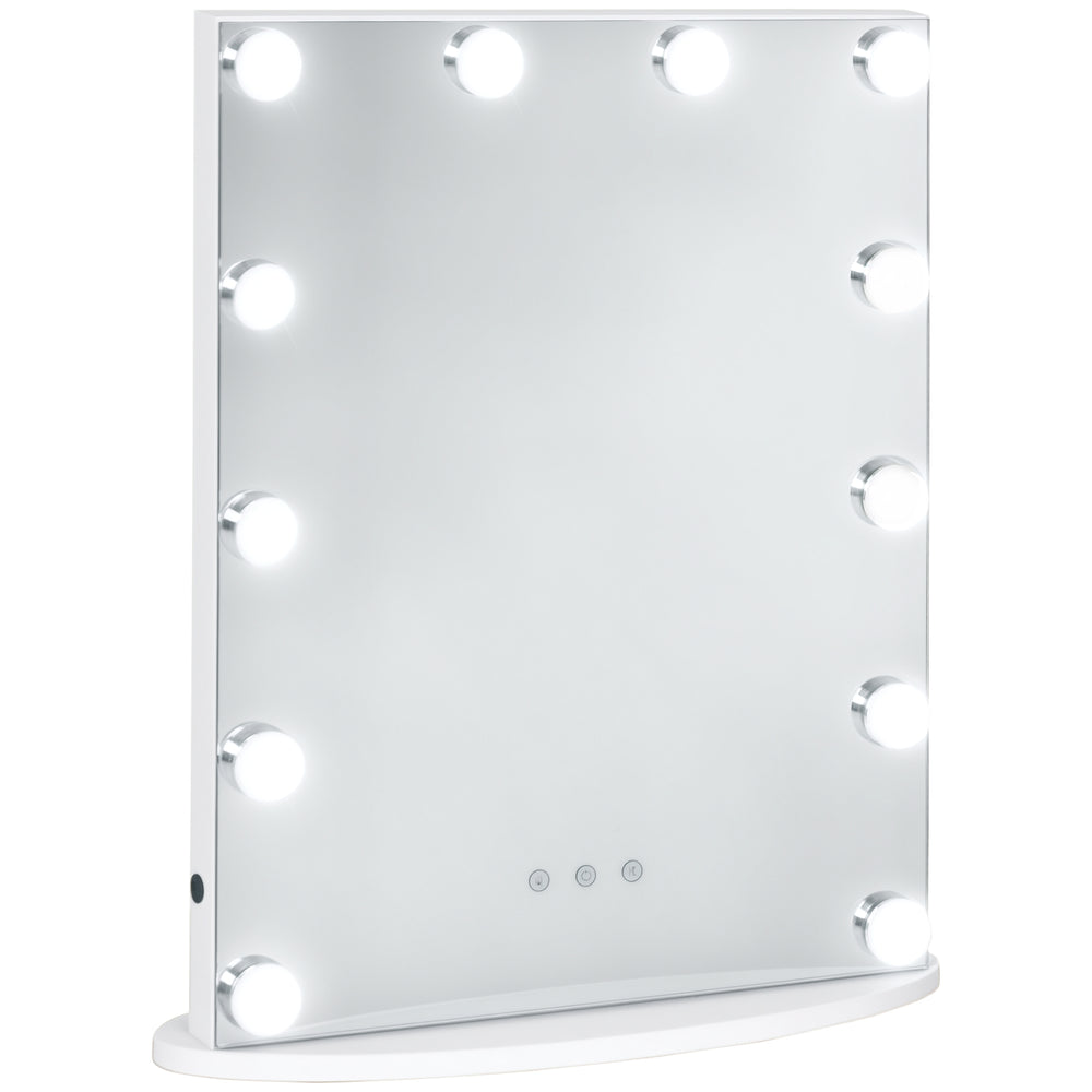 Lighted Makeup Mirror with 12 Dimmable LED Bulbs, White