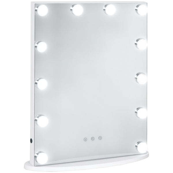 Lighted Makeup Mirror with 12 Dimmable LED Bulbs, White