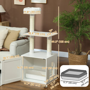Cat tree with integrated litter box
