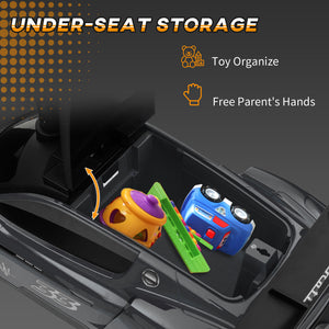 Maserati GT2 toddler car with storage, music, horn, gray