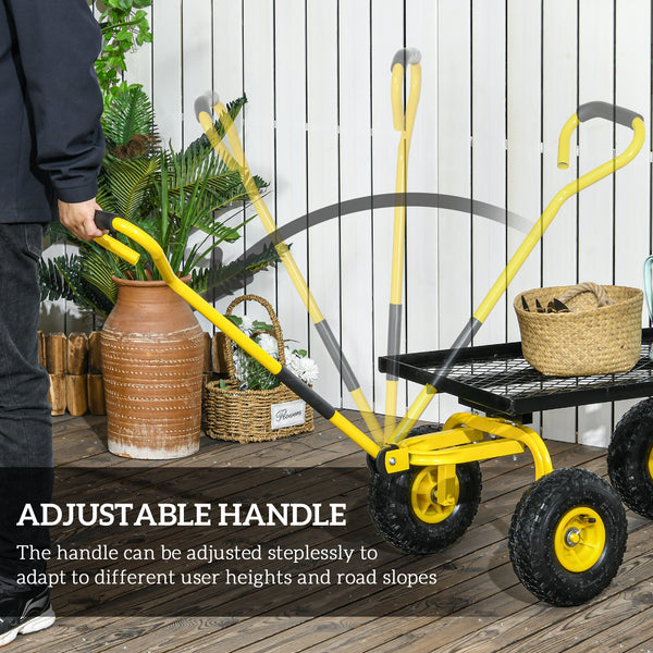 Sturdy garden cart with 10-inch wheels