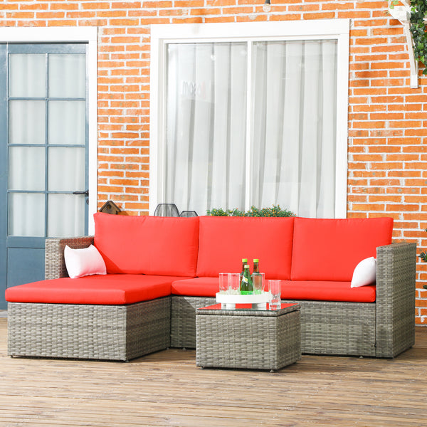 Modern 3-piece rattan sofa set