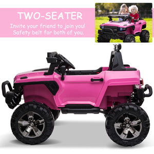 2-seater police truck, 12V with LED lights, pink